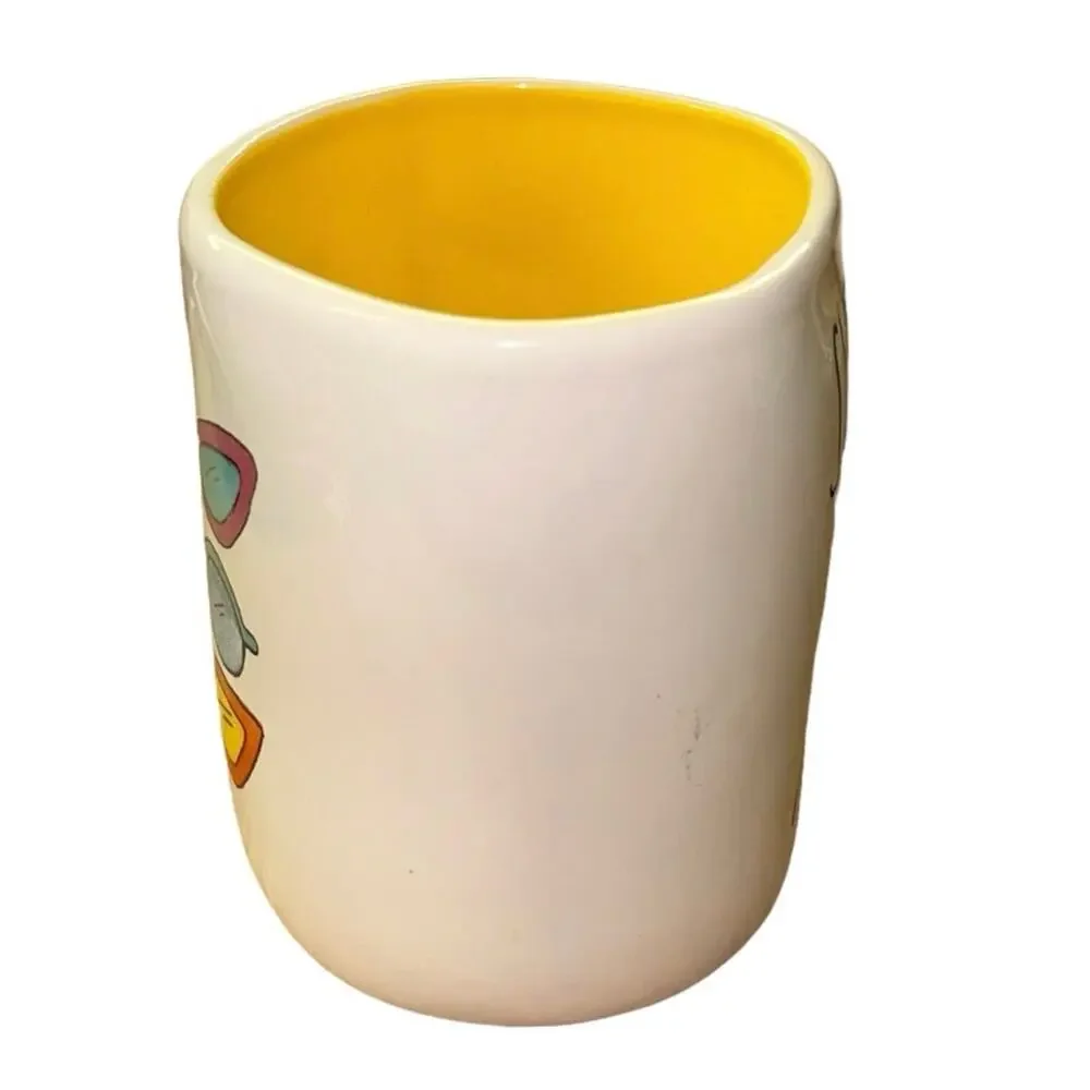 Rae Dunn Sunny Days Ahead Mug Yellow Interior Sunglasses‎ Graphic Coffee Cup